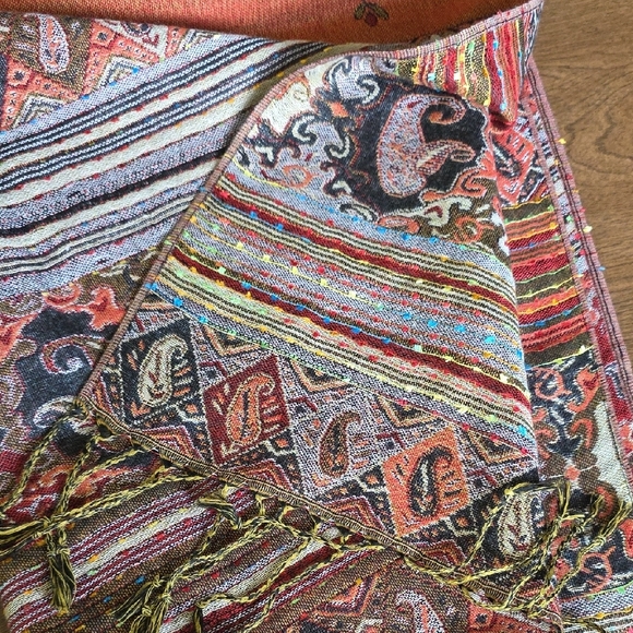 Bohemian Paisley Pashmina Shawl Wrap Scarf With Fringes Elegant Multicolor One S - Picture 6 of 12